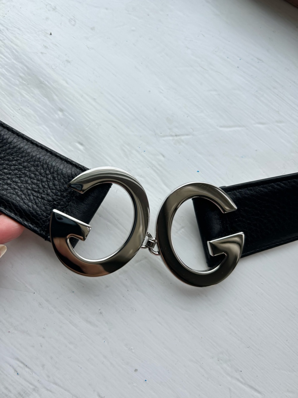 NWT Authentic Gucci Twin G Buckles &  Pebbled Leather Pin Buckle Belt Black 90 - Picture 3 of 6